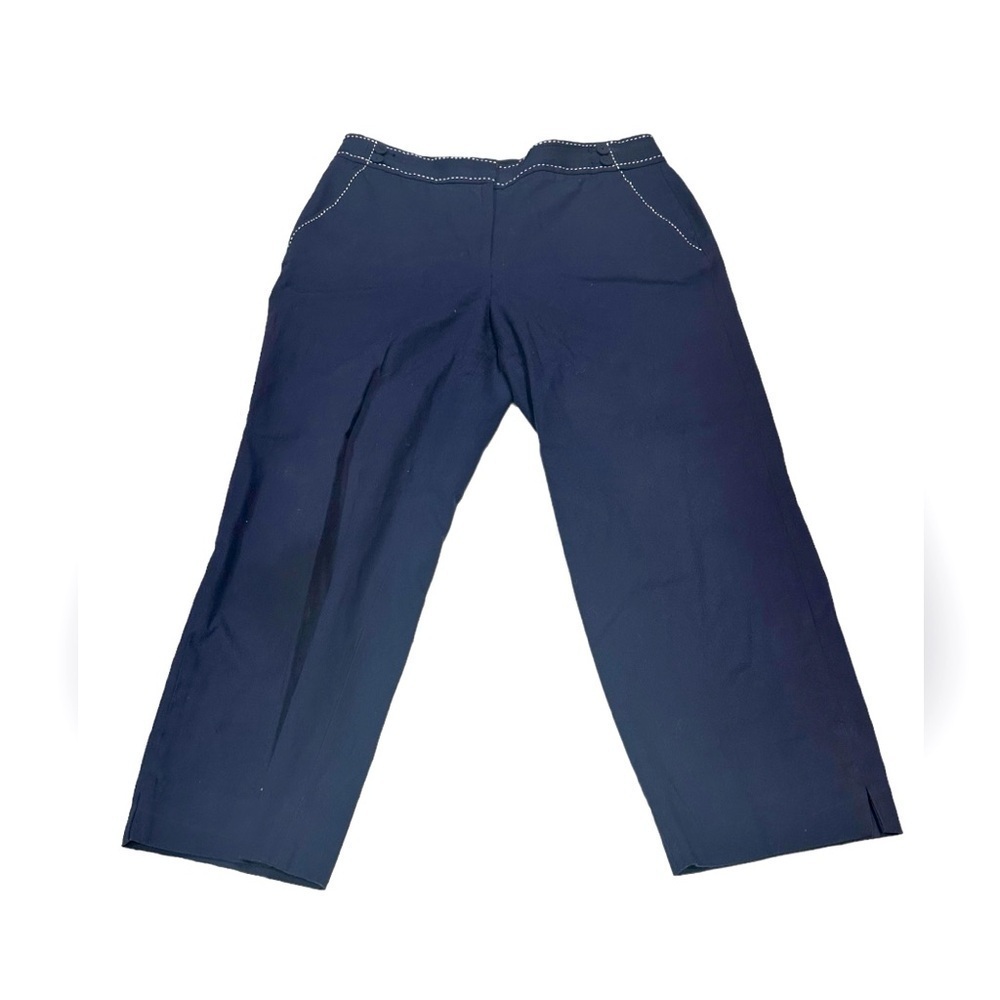 Talbots Heritage Navy Blue Cropped Pants White Stitch Detail Size 8